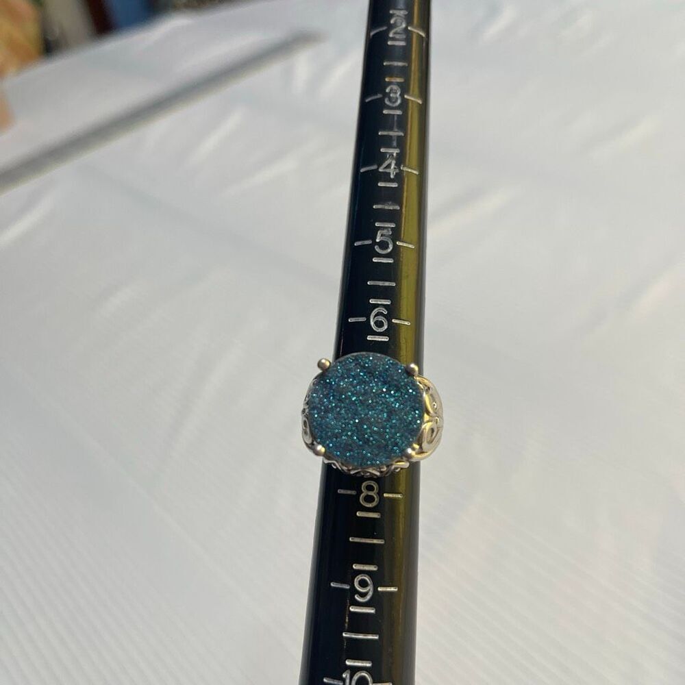 Blue Druzy Sterling Silver 925 Ring Size 7